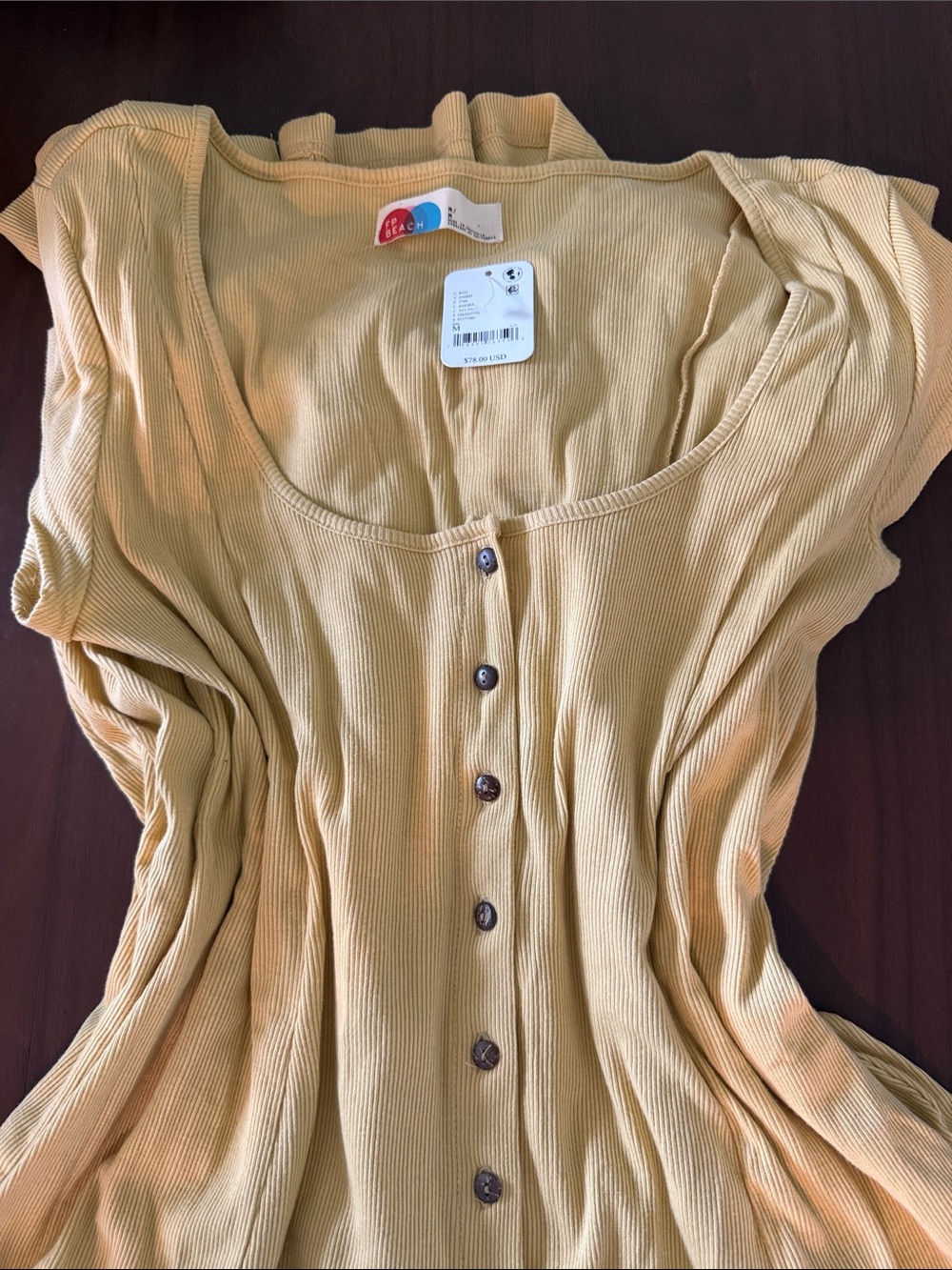 Free People Beach Yellow Button Up Maxi Jersey Knit Dress